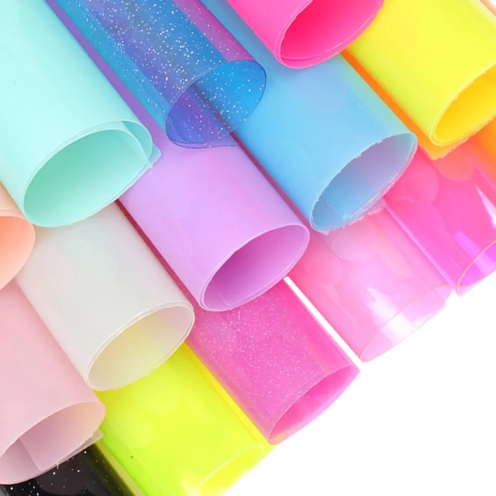 A4 PVC Pool Transparent Sheets Vinyl Fabric for Handmade Craft Hair Bows Earrings Jelly Leather Sheets