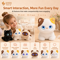 Peluche Chat IA Siamese Noir et Blanc 3 Styles Double Écran Tactile 1,28 pouces Queue qui abaisse ChatGPT 40+ Langues Clonage Vocal Mémoire 2.4G