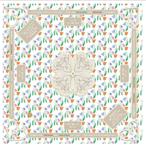 Tappetino da Mahjong floreale azzurro acquerello con regole pre-stampate e base antiscivolo - Product Image 2