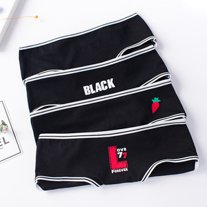 Couleur noire doux respirant femmes sous-vêtements jeune adolescente dessin animé Semeles Sexy coton mi-taille filles Boyshort culottes modèles - Product Image 2