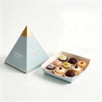 Boîte d'emballage alimentaire personnalisée pour gâteaux pyramidaux, desserts, bonbons, avec poignée, pour la restauration, emballage alimentaire à emporter