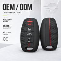 Coque de clé en silicone alvéolé pour télécommandes intelligentes Toyota Corolla Camry RAV4 à 4 boutons, protection anti-rayures à rayures rouges, vente en gros