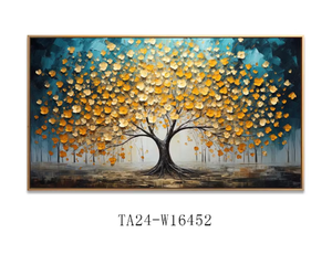 Venta caliente paisaje 3D pintura al óleo pintada a mano rojo blanco dorado amarillo árbol sobre lienzo enmarcado pared arte decoración del hogar - Product Image 5