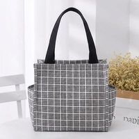 Sac fourre-tout imperméable à carreaux et à fleurs, capacité moyenne, doublure TC, taille personnalisée pour les trajets quotidiens et les repas.