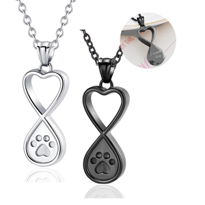 Perhiasan Kremasi Hewan Peliharaan Anti Air dari Baja Titanium untuk Abu, Dilengkapi Liontin Kenangan Jejak Kaki Infinity, Kalung Kenang-kenangan - Product Image 2