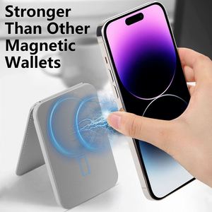 Simple Design Pu Leather Magnetic RFID Blocking Credit <b>Card</b> <b>Holder</b> <b>Wallet</b> Custom Logo Fashion Style Unisex Solid Color - Product Image 4