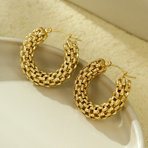2025 fabricant Offre Spéciale Unique femmes cadeaux de noël plaqué or en acier inoxydable bijoux creux cercle grand cerceau boucles d'oreilles - Product Image 5
