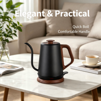 Bouilloire Électrique Portable en Acier Inoxydable 1,0 L avec Contrôle Numérique de la Température et Protection Anti-Ébullition à Sec pour Usage Domestique et Hôtelier