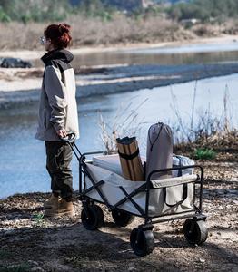 All-Terrain Camping Utility <strong>Cart</strong> Adjustable Handle Heavy-Duty Folding Wagons for <strong>Beach</strong> Garden Grocery Outdoor Adventures - Product Image 3