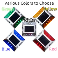 Borne de signalisation routière solaire en aluminium à 6 LED, multicolore, longue durée de fonctionnement, borne réfléchissante pour la sécurité routière