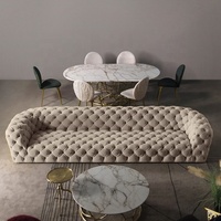 Italienisches Modernes Möbelstück Samt-Chesterfield-Sofa-Set für Wohnzimmer
