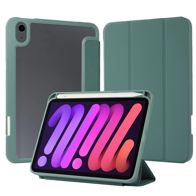 Hot Sell Leather Crystal clear Back Tablet ultra Slim Shockproof Cover for ipad Mini 6 6th 2022 case Tablet 2024