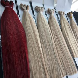 Extensiones de Cabello Humano Europeo Eslavo con Trama a Máquina # Paquetes de cabello virgen rubio claro decolorado 60/60a/613 con trama invisible para mujeres blancas - Product Image 4