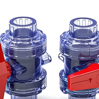 Vanne à boisseau sphérique double union transparente en UPVC/PVC Chuanli, résistante à la corrosion, 20 mm, manuelle, pour l'eau, personnalisable OEM, 1 100 psi