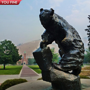YOUFINE Statua di Orso in Bronzo a Grandezza Naturale, Scultura di Orso <span class=keywords><strong>Grizzly</strong></span> per Decorazione di Campus e Parchi all'Aperto - Product Image 3