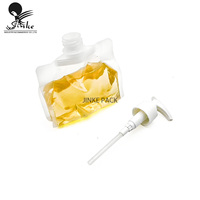 Sac d'emballage sur pied en matériau recyclé avec pompe en plastique imprimé shampoing désinfectant pour les mains et recharge de gel douche pour la lotion