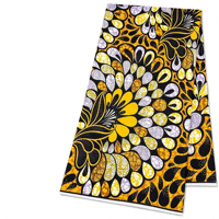 Tissu en coton perlé scintillant imprimé Dobby Africa Gold Flash pour Capulana, 6 yards pour la confection de robes