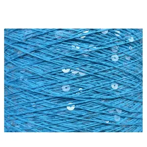 Oeko-Tex针织棉纱，带亮片，用于手工编织女式毛衣头巾纱