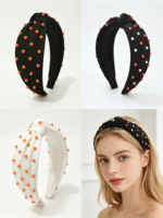 Nouveau design de bandeau orange perlé noué, accessoire de cheveux pour les fêtes, bandeau baroque pour femmes