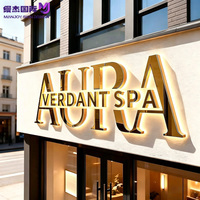 Enseigne murale 3D rétroéclairée à LED - Lettres métalliques dorées personnalisées illuminées pour nom d'entreprise, idéale pour les bureaux, halls d'accueil, bars et bâtiments