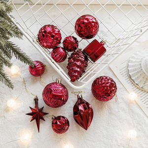 Giáng sinh bóng Hộp Quà Tặng Bóng Mặt dây chuyền trang trí Giáng sinh cây rượu vang đỏ mạ bát giác sao Pinecone bóng mặt dây chuyền trang trí - Product Image 4
