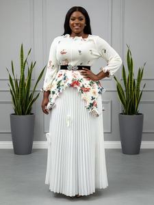 Robe de soirée plissée Miyake à imprimé floral grande taille, coupe ample, style occidental, pour femme, vente en gros - Product Image 4