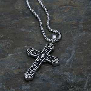 Kalung Salib Berukiran LOGO Stainless Steel, Kalung Liontin Bunda Maria Yesus, Agama Retro - Product Image 4