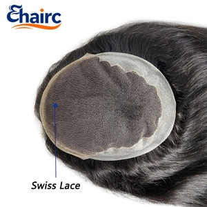 Pelucas de <span class=keywords><strong>Cabello</strong></span> Humano con Base de PU y Encaje Suizo para Mujeres Blancas, Largas de 14-20 Pulgadas, Prótesis Capilares Transpirables - Product Image 4