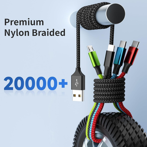 <span class=keywords><strong>Cable</strong></span> de Datos USB Multiusos 4 en 1 de Nailon Resistente de Carga Rápida y Varios Colores para Teléfono Inteligente, Tableta y Cámara - Product Image 5
