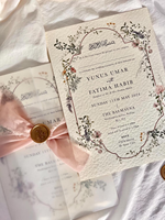 Nikkah arabe personnalisé islamique feuille d'or coton numérique Invitation de mariage Papier Robe Cérémonie inviter personnalisé 15e anniversaire