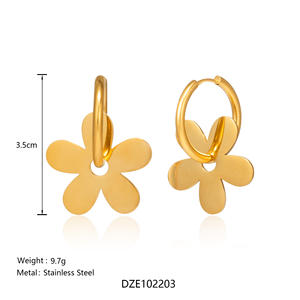 Pendientes Colgantes Casuales Minimalistas con Diseño de Girasol de <span class=keywords><strong>Barcelona</strong></span>, NUEVOS, Chapados en Oro de 18k, Hipoalergénicos, de Acero Inoxidable, Joyería para Mujer, Dazan - Product Image 2