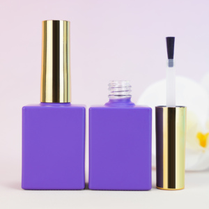 Chai sơn móng tay thủy tinh giá rẻ, số lượng đặt hàng tối thiểu thấp, bán buôn, 15ml, hình vuông, chai sơn <span class=keywords><strong>gel</strong></span> móng tay thủy tinh rỗng kèm cọ, nắp vàng 15ml - Product Image 4