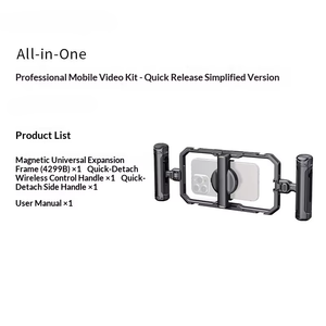 <span class=keywords><strong>Stabilisateur</strong></span> de téléphone, perche à selfie, kit vlog tout-en-un, fixation rapide universelle, lumière LED, trépied, double poignée - Product Image 3