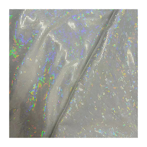 Thời trang mới mềm cảm ứng trắng bạc Holographic kính ánh sáng bóng trọng lượng Polyester lụa satin vải chất liệu - Product Image 1