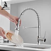 Mitigeur à bec pivotant moderne en acier inoxydable chromé poli Robinet d'évier de cuisine Robinet de cuisine