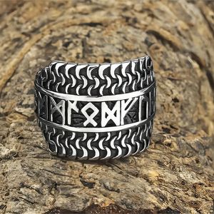 Bague en acier inoxydable pour hommes, inscription viking, design géométrique, bijoux cadeau - Product Image 2