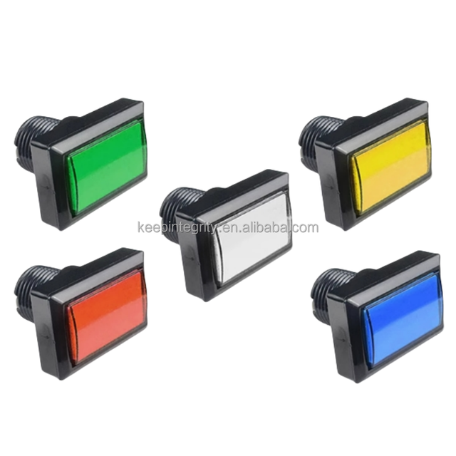 Large Self-Reset Switch with Light Rectangular Straight Edge Button for Gaming Console Connector Accessory
