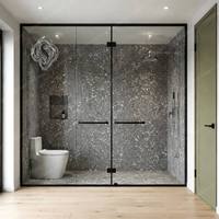 Cabine de douche en forme de L sans cadre, porte coulissante, verre trempé transparent de 8 mm, résistant à l'eau, pour hôtel, appartement, salle de bain