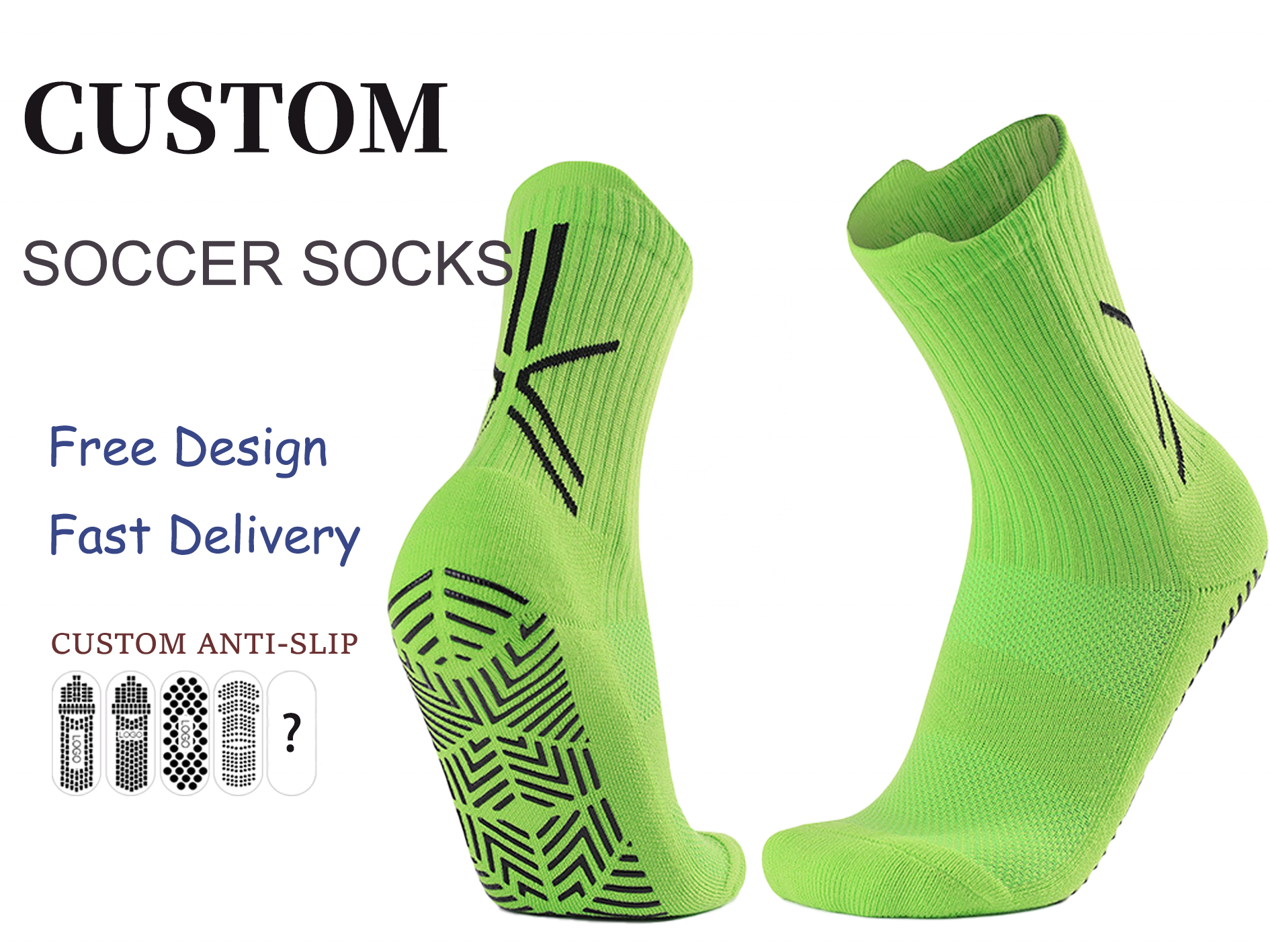 Personalized Short Grip Socks | Anti-slip Football Socks | Sublimated Name / Number | Kids & Adults