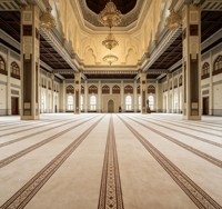 Tapis de prière de mosquée en nylon personnalisé OEM/ODM, tufté et tissé, vert, de mur à mur, pour la prière musulmane
