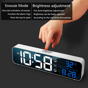 Nuevo reloj despertador de música LED multifunción, reloj despertador luminoso de espejo de pantalla grande, visualización de hora/Fecha/temperatura en el mismo SC - Product Image 4
