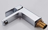 Robinet de lavabo carré en laiton à poignée unique, eau chaude/froide, design contemporain, pour hôtel et appartement