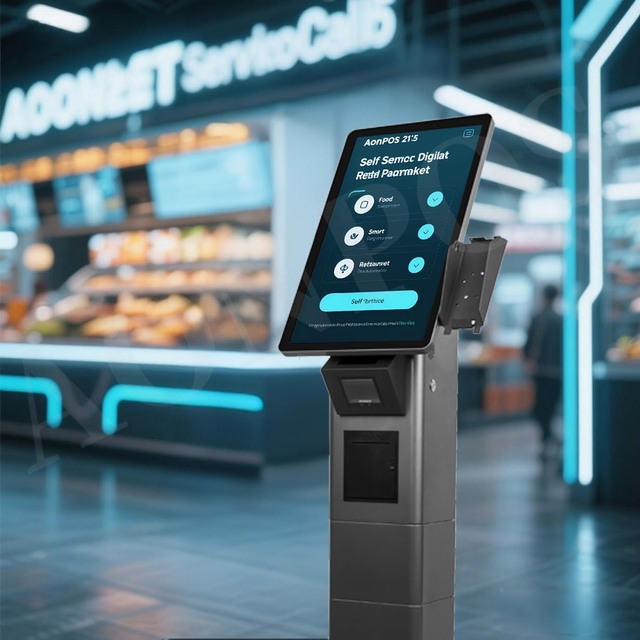 AonPos 21.5 Self Service Kiosk Food Smart Digital Restaurant Market Self Payment Kiosk