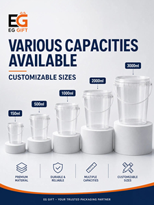 Factory Supply Food Grade Clear Plastic Jars 1L-5L <b>Buckets</b> <b>With</b> Handles And <b>Lids</b> Custom Colors Printing Logo - Product Image 3