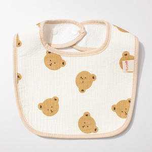 Bib tahan air berbentuk U katun murni bayi baru dengan kancing penutup Desain kartun lucu dapat dicuci untuk bayi & balita - Product Image 6