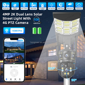 Hongnaer 4MP inalámbrico 4G lente Dual Solar Surveil PTZ Cámara V380 Pro seguridad al aire libre 4G tarjeta Sim CCTV cámara de luz de calle Solar - Product Image 2