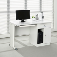 Bureau d'ordinateur en acier et bois, design minimaliste, pour une personne, avec tiroir verrouillable, résistant aux taches, idéal pour médecin