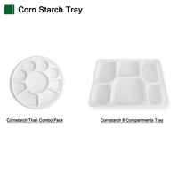 Plateau écologique à 6 compartiments, emballage en plastique MFPP biodégradable, assiettes en amidon de maïs, assiettes jetables, plats carrés