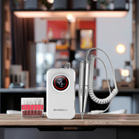 Machine à ongles professionnelle sans fil portable 50W blanche rechargeable avec moteur brossé en ABS, 45000 tr/min, kit de perceuse à ongles sans fil US