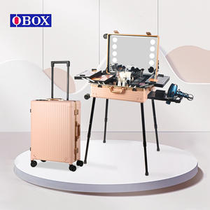 Estuche de Maquillaje Obox de 24 Pulgadas con Asa Telescópica, Marco Metálico de Color Sólido, Caja Cosmética con Cierre para Almacenamiento en el Hogar - Product Image 5